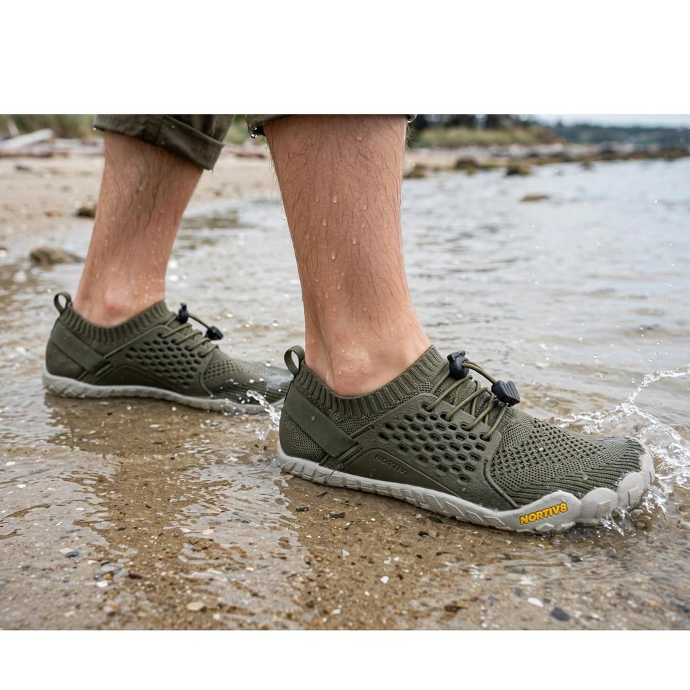 Nortiv 8 Aqua Shoes Mens 4 Olive Green Lightweight Quick Dry Water Shoes